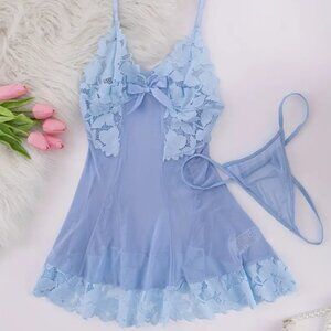 Large - Hot Solid Contrast Lace Dress, V Neck, Bow, Cami, Baby doll #258